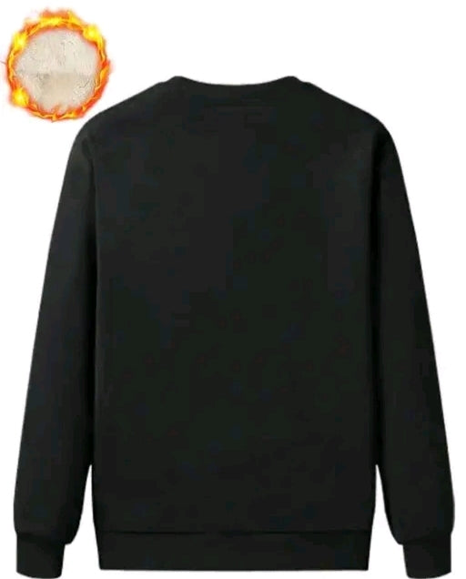 Men sweatshirts sherpa lined crew neck basic winter thick pullover